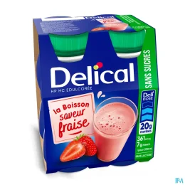 DELICAL CONCENTRE HP HC BOISSON Fraise Sans Sucre - 4x200ml