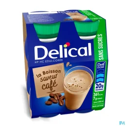 DELICAL HP HC BOISSON LACTEE SANS SUCRES Cafe - 4x200ml