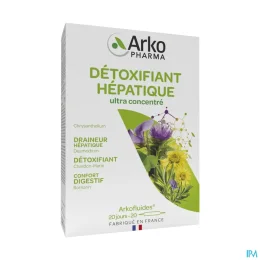 Détoxifiant Hépatique Arkofluides formule plus concentrée ampoules — Boite de 20 Ampoules
