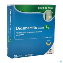DIOSMECTITE MYLAN 3 g Poudre pour Suspension Buvable - 18 Sachets