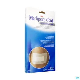 MEDIPORE + PAD PANSEMENT Adhesif Sterile 10x20cm - 10 Pansements 3M