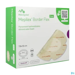 Mepilex Border Flex Pansement Hydrocellulaire — Oval 7,8 cm x 10 cm