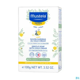 mustela Bébé Enfant Savon surgras au Cold Cream à la cire d'abeille BIO Peau Sèche