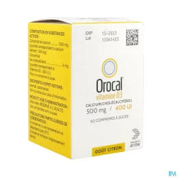 Orocal vitamine D3 500mg / 400UI comprimés à sucer