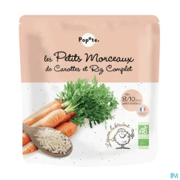 POPOTE LES PETITS MORCEAUX Petits Morceaux Carottes - Riz Complet Des +8 Mois - 190g