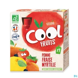 VITABIO COOL Fruits Gourde Pomme Fraise Myrtille - 4 x 90g