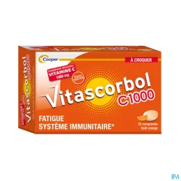 Vitascorbol Vitamine C 1000 — 20 Comprimés à Croquer Goût Orange
